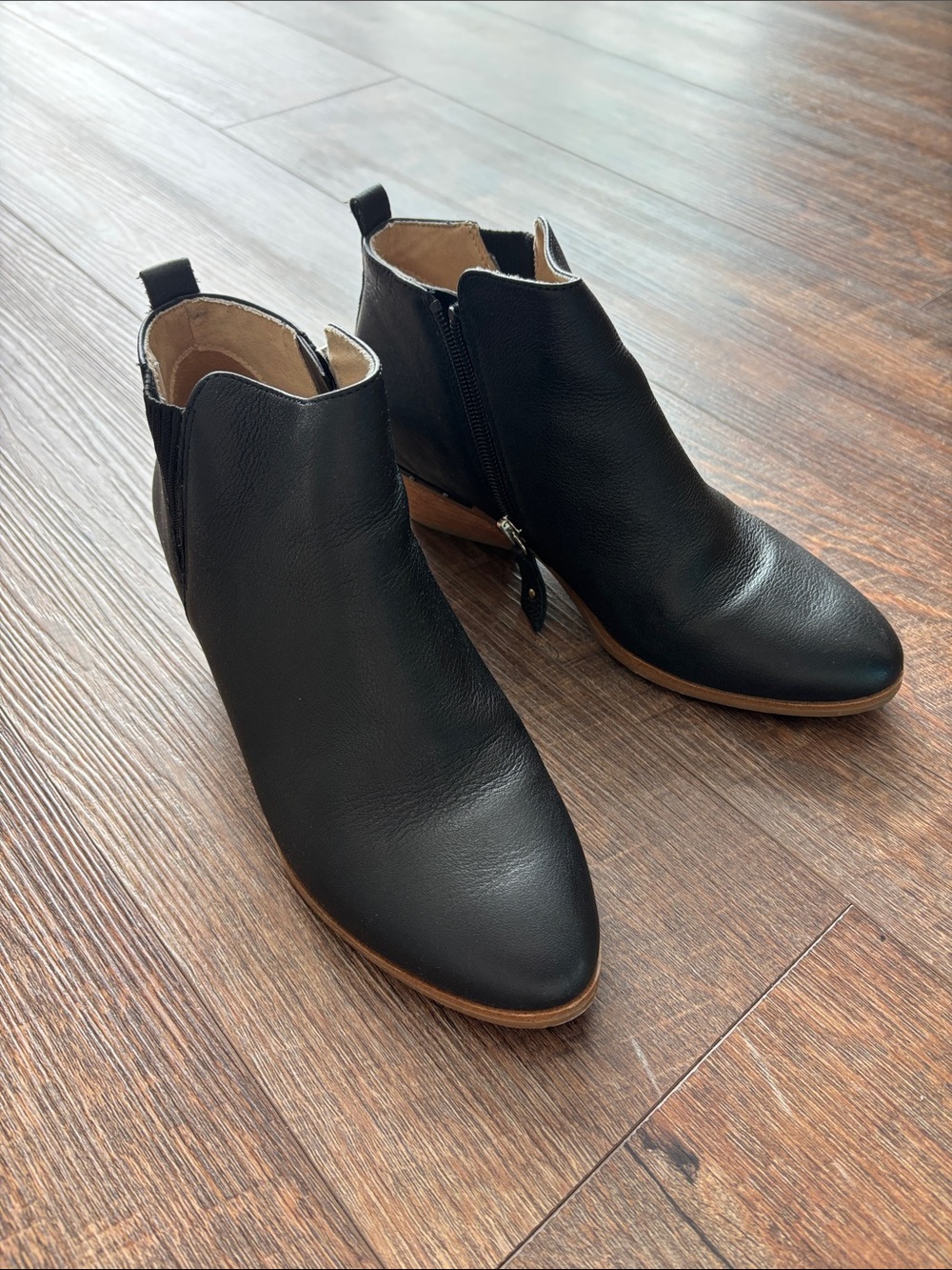 Dr. Scholl's Black Leather Ankle Booties with Side Zip